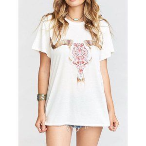 Show Me Your Mumu Oliver Tee Cow Skull Paisley Bull Deer Ram Long Tunic T-Shirt